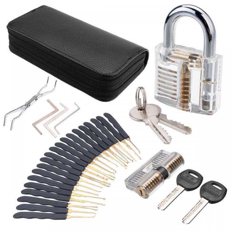 shopping כלים מקצועיים DANIU 24Pcs Lock Picks Training Tool Transparent Practice Padlock Set Locksmith Tool