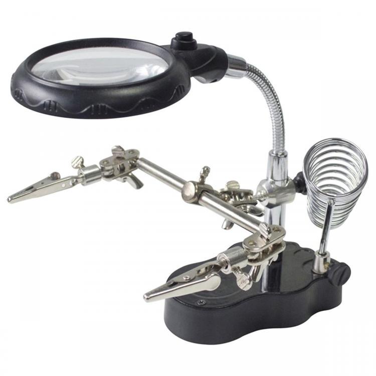shopping כלים מקצועיים LED Light Soldering Iron Stand Holder Helping Hands Magnifying Glass Magnifier
