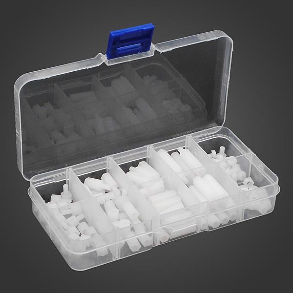 shopping כלים מקצועיים 120pcs M3 Nylon White M-F Hex Spacers Screw Nut Assortment Kit
