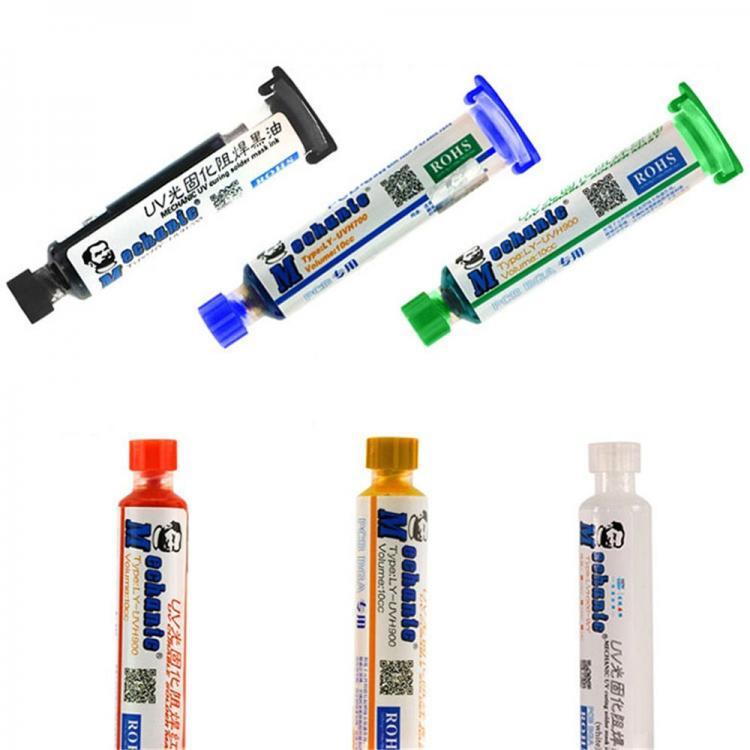 shopping כלים מקצועיים MECHANIC White Green Yellow Red Blue Black UV Curable Solder Mask 10CC for PCB BGA Circuit Board Protect Soldering Paste Flux Crea