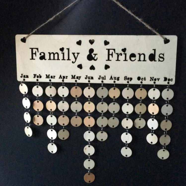 shopping ציוד ללייזר Laser Engraving Family Friends Birthday Reminder Calendar Wall Hanging Crafts DIY Wooden Board Plaques Home Decorations
