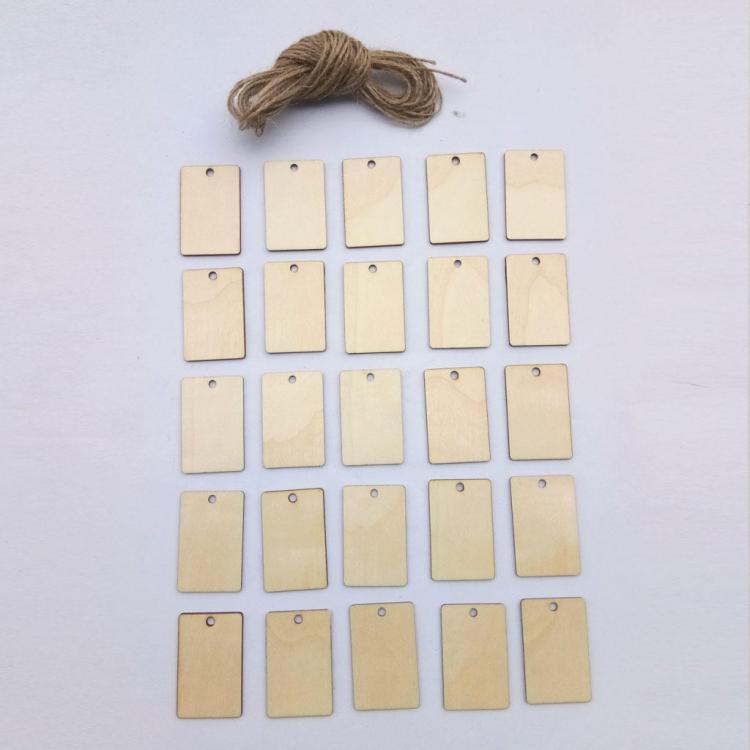 shopping ציוד ללייזר 25Pcs Blank Rectangular Wood Chips Sheet Hanging Tags Ornament Laser Engraving DIY Art Wedding Decor