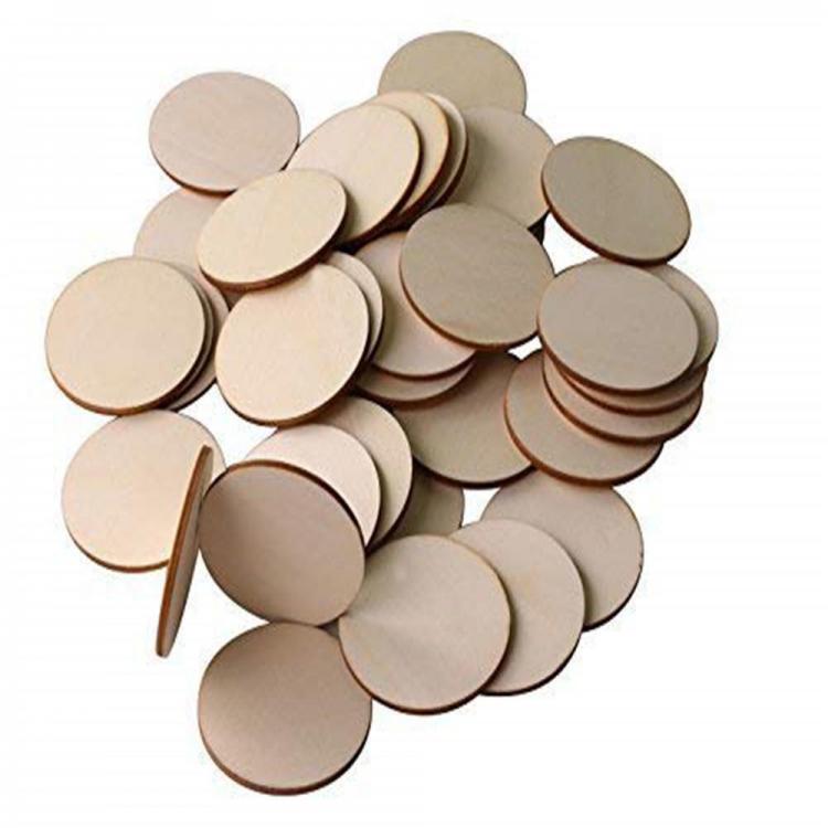 shopping ציוד ללייזר 25Pcs Blank Circle Round Wood Chip Sheet Unfinished Laser Engraving Wooden DIY Painted Crafts