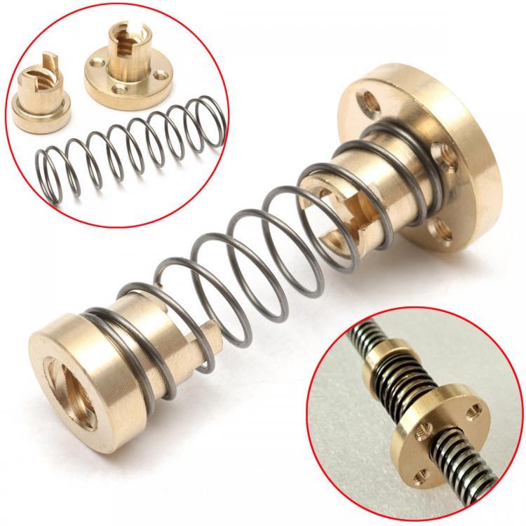 shopping ציוד ללייזר 5pcs T8 Anti-Backlash Spring Loaded Nut Adjustable 2mm/4mm/8mm For Threaded Rod Lead Screws 3D Printer Accessories