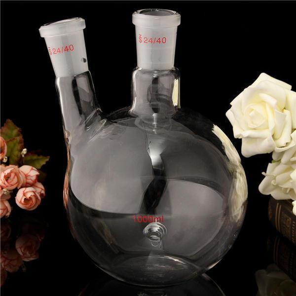shopping ציוד מעבדה 1000ml 2 Neck 24/40 Flat Bottom Glass Flask Laboratory Boiling Bottle