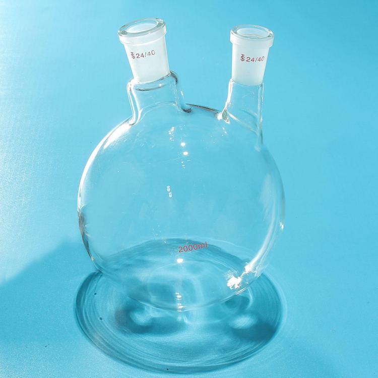 shopping ציוד מעבדה 2000mL 24/40 Joint 2 Neck Round Bottom Glass Flask Double Neck Lab Chemistry Boiling Bottle