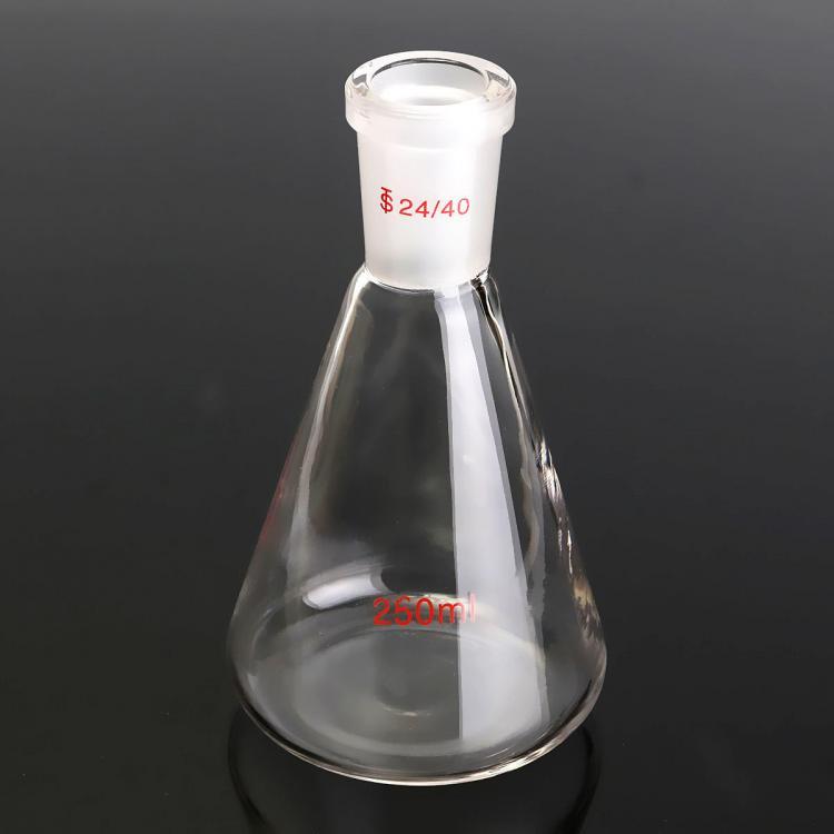 shopping ציוד מעבדה 250ml 24/40 Glass Erlenmeyer Flask Chemistry Conical Bottle Laboratory Glassware