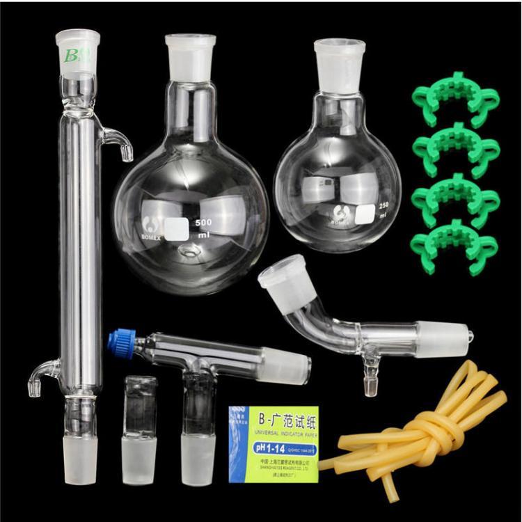 shopping ציוד מעבדה 500mL 24/40 Lab Glass Distillation Distilling Apparatus Laboratory Glassware Kit