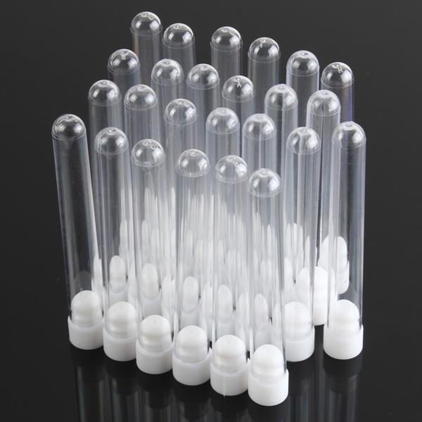 shopping ציוד מעבדה 25pcs Round Bottom Clear Plastic Test Tube With Cap Stopper 15X100mm
