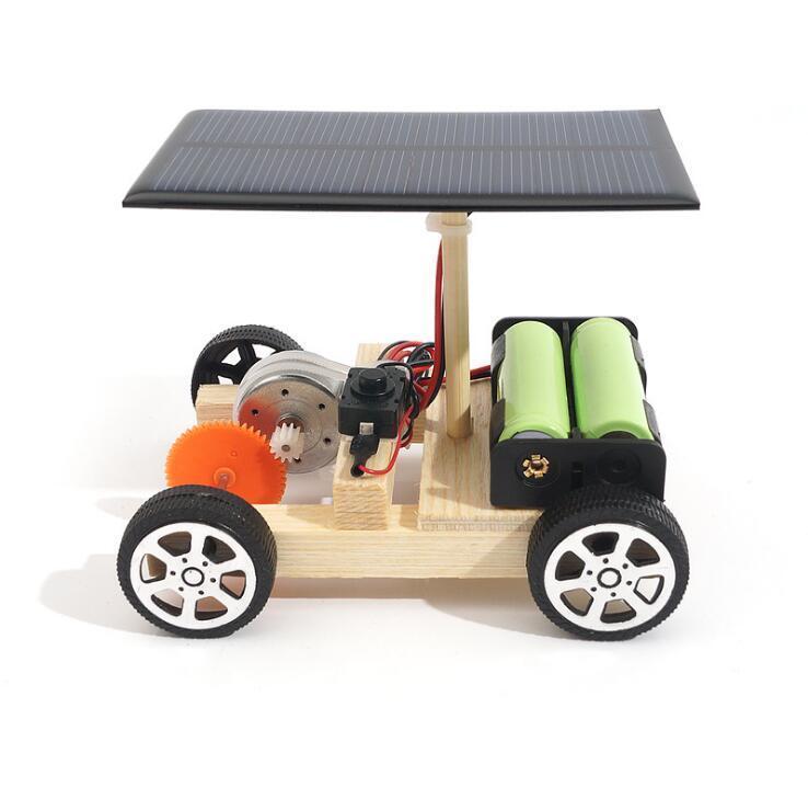 shopping ציוד מעבדה DIY Solar Hybrid Electric Car Wooden Assembly Science Model With Rechargeable Battery