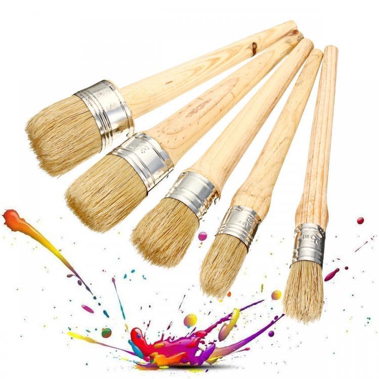shopping ציוד מעבדה 20/25/30/40/50mm Professional Chalk Paint Wax Brushes Painting Natural Bristles Cleaning Brush