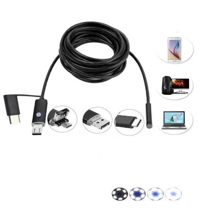shopping כלי מדידה DANIU 3-in-1 5.5mm 6LED Waterproof Borescope Android USB Type C Borescope Inspection Camera 1/2/3.5/5m