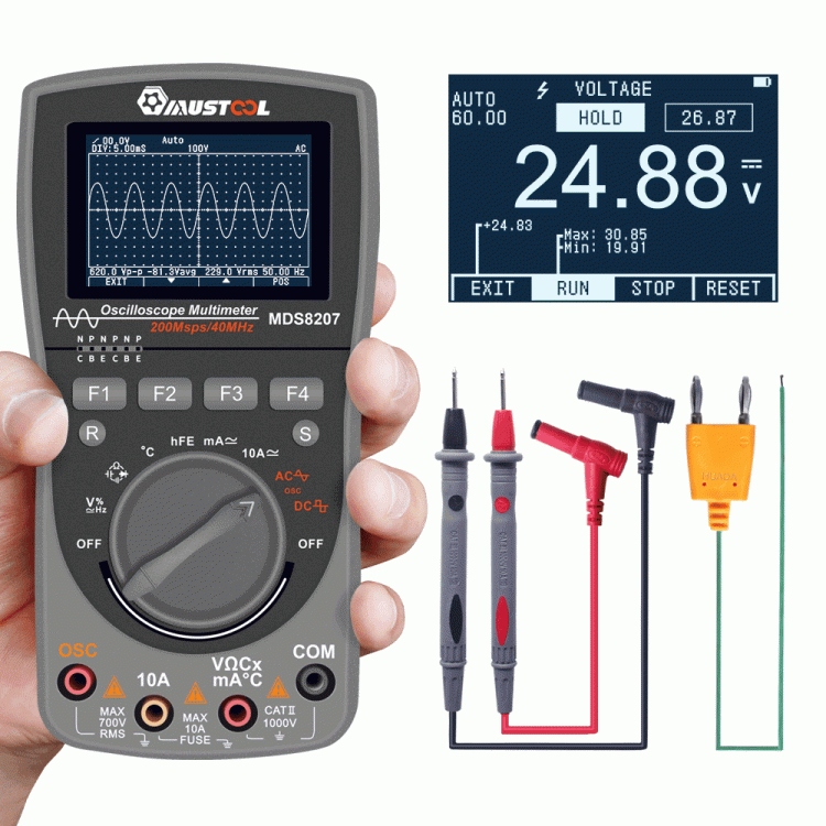 shopping כלי מדידה Upgraded MUSTOOL MDS8207 Intelligent Digital Storage Scopemeter 2 in 1Digital 40MHz  200Msps/S One Key AUTO Oscilloscope OSC 6000C