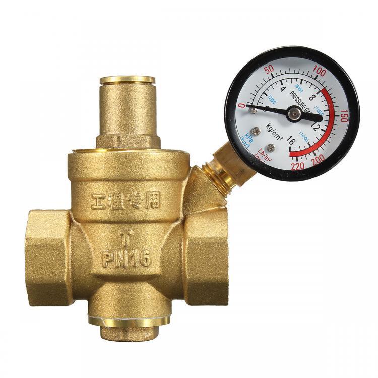 shopping כלי מדידה DN20 NPT 3/4" Adjustable Brass Water Pressure Regulator Reducer with Gauge Meter