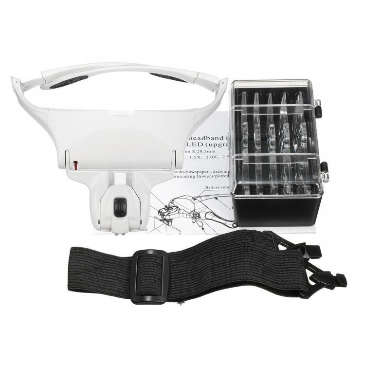 shopping כלי מדידה 1X 1.5X 2X 2.5X 3.5X Headband Headset Jeweler Magnifier Magnifying Glass Loupe Glasses with LED Light