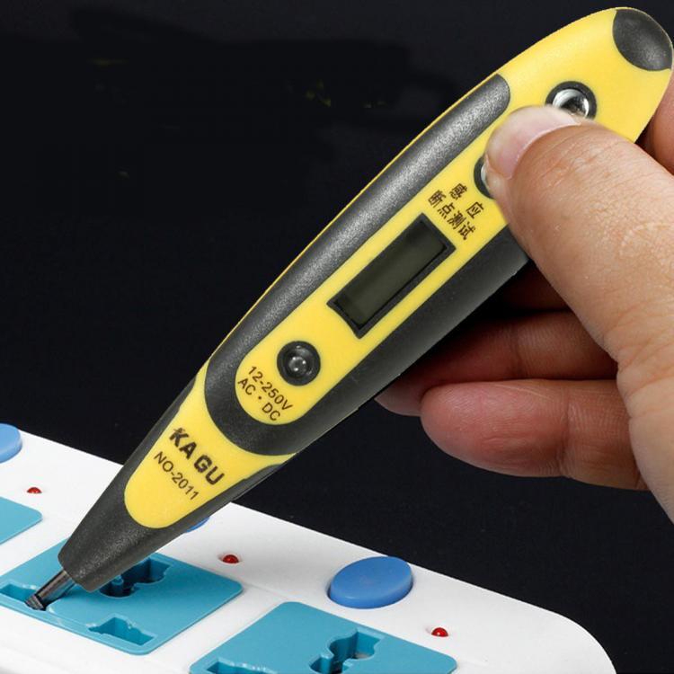 shopping כלי מדידה 12-250V AC DC Digital Voltage Detector Tester Pen LED Light Electric Sensor