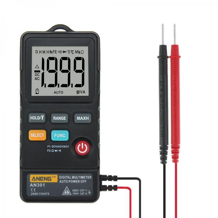 shopping כלי מדידה ANENG AN301 True RMS 1999 Counts Push Button Card Digital Multimeter With Flashlight
