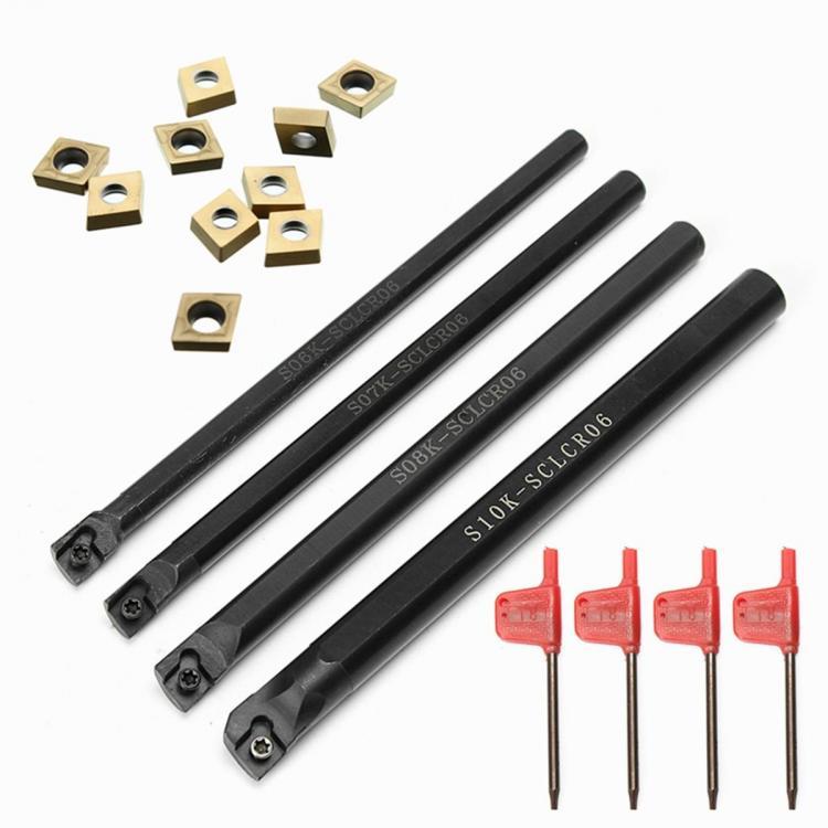 shopping כלים מכאניים 4pcs 6/7/8/10mm SCLCR06 Turning Tool Holder Lathe Boring Bar With 10pcs CCMT060204 Inserts