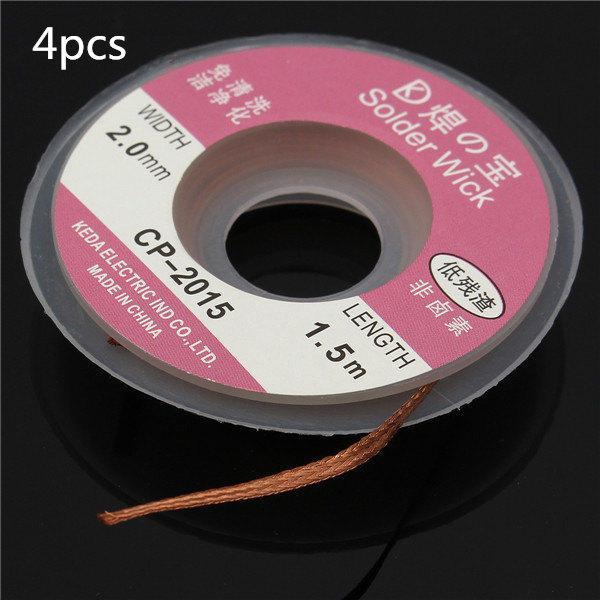shopping כלים מכאניים 4pcs 1.5mx2mm Solder Wire Desoldering Braid Solder Remover Copper Wick Spool Wire Cable
