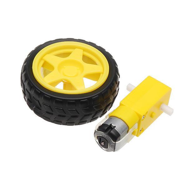 shopping כלים מכאניים 3-6V Dual Axis Gear Motor with 65mm Rubber Wheel