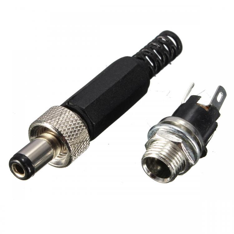 shopping ציוד חשמל 5.5x2.1mm DC Connector Plug With Screw Locking And Metal Panel Mount Socket