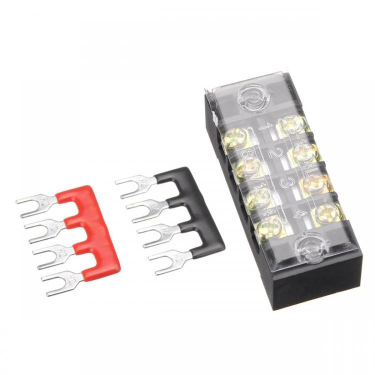 shopping ציוד חשמל 600V 15A Dual Rows 4 Position Screw Terminal Strip Red/Black Pre Insulated Terminal Block Strip