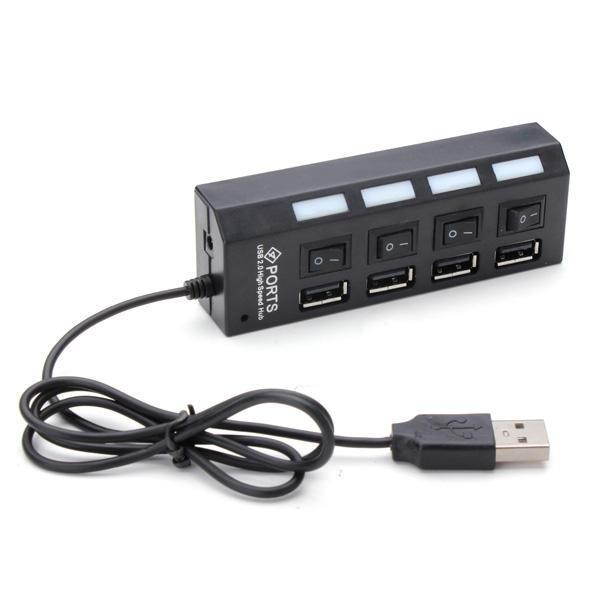 shopping ציוד חשמל 4 Port USB 2.0 Hub High Speed Mini USB Hub Adapter With LED Indicator For Phones