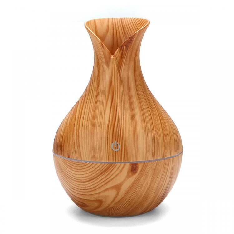 shopping ציוד חשמל USB Electric Wood Grain Ultrasonic Cool Mist Humidifier Aroma Essential Oil Diffuser LED lights