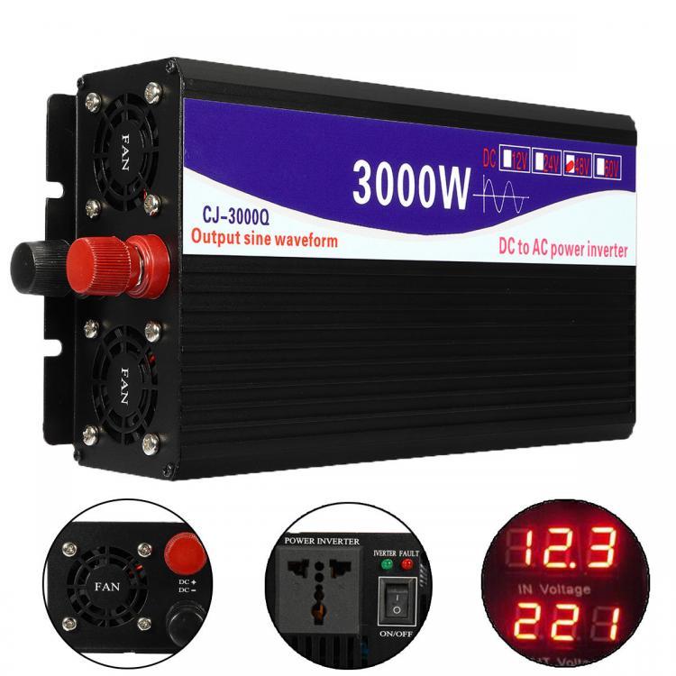 shopping ציוד חשמל 3000W 12V/24V/48V to 220V Pure Sine Wave Power Inverter Home Converter
