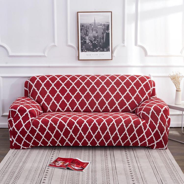 shopping ציוד לבית 1/2/3/4 Seater Red Elastic Sofa Chair Covers Slipcover Settee Stretch Floral Couch Protector