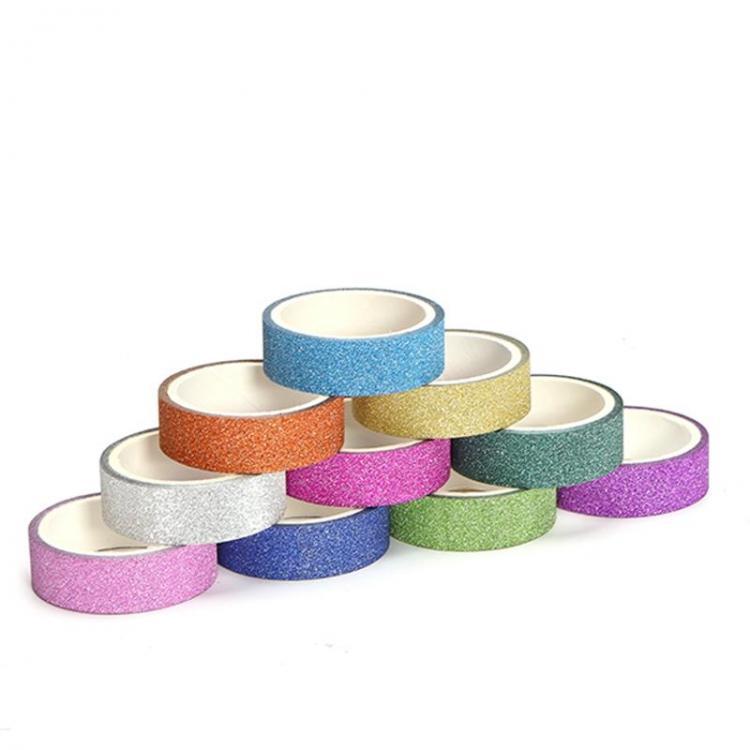 shopping ציוד הדבקה ואיטום 10Pcs/Lot Rainbow Shine Brightness Color Decorative Washi Ribbon Party Supplies Decoration Solid DIY Scrapbooking Masking Notebook