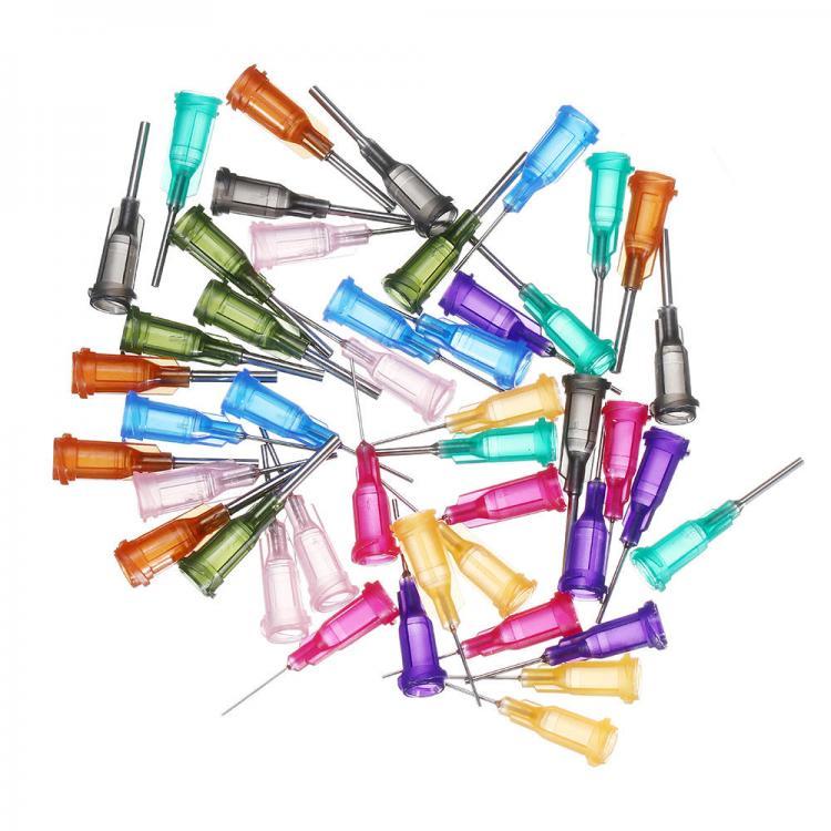 shopping ציוד הדבקה ואיטום 50Pcs/Set 1/2'' Blunt Tip Dispensing Needle w/ Clear Protector Black Air-tight Tipped Caps for Syringe Refilling and Mea