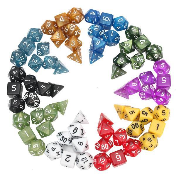 shopping כלי עבודה 70 Pcs Polyhedral Dice Board RPG Dice Set 10 Colors 4D 6D 8D 10D 12D 20D With 10 Bags
