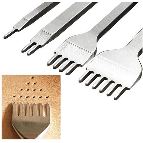 shopping כלי עבודה 4pcs 4mm Leather Craft Hole Punches Stitching Punch Tool 1/2/4/6 Prong