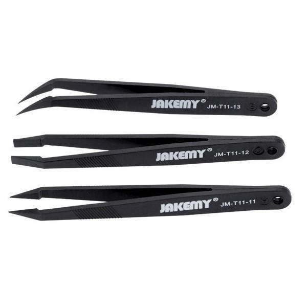 shopping כלי עבודה JAKEMY JM-T11 3pcs Nylon Anti-static Tweezers Set Triad Fix Repair Tool Kit for Electronic Components
