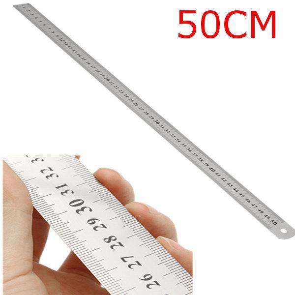 shopping כלי עבודה 50CM Stainless Steel Double Side Scale Straight Ruler Measure Tool