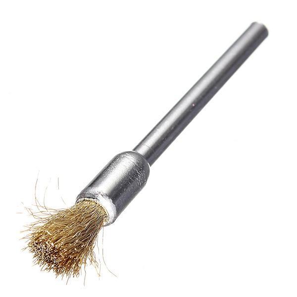 shopping כלי עבודה 3mm Brass Wire Wheel Brush Cups Tool Shank for Dremel Drill Rust Weld