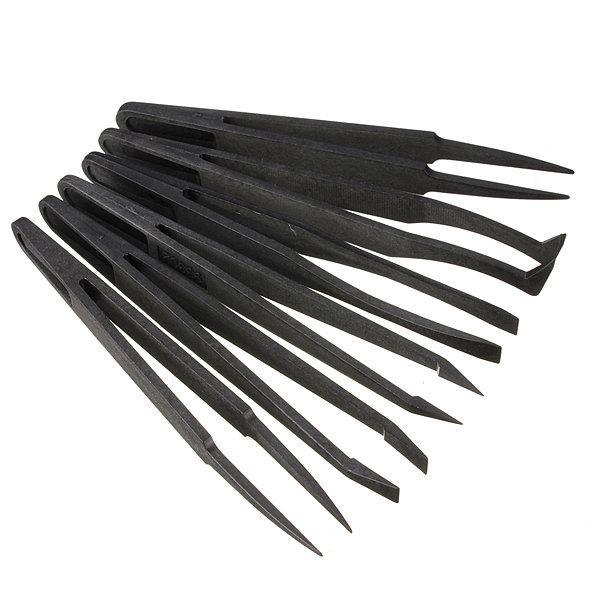 shopping כלי עבודה 6pcs Straight Bend Anti-static Tweezer Heat Resistant Repair Tool