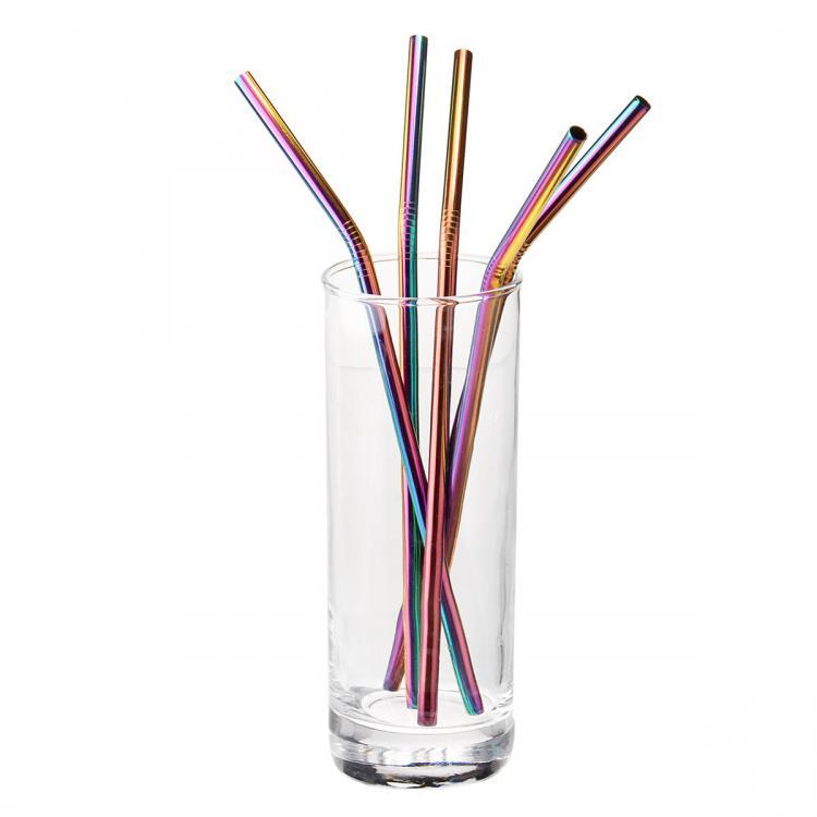 shopping כלי עבודה 7PCS Premium Stainless Steel Metal Drinking Straw Reusable Straws Set With Cleaner Brushes