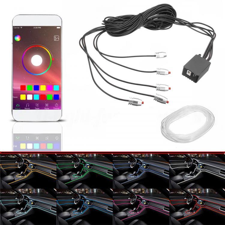shopping אורות לרכב 6m 5 in 1 LED Car Interior Decoration Lights Floor Atmosphere Light Strip Phone App Control Colorful