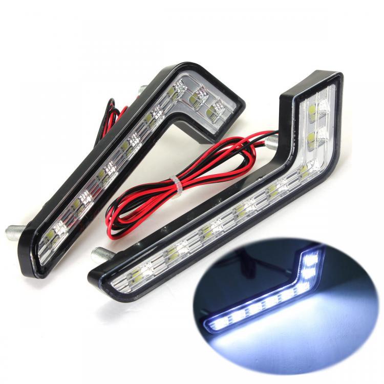 shopping אורות לרכב L Shape 5W LED DRL Daytime Running Lights Fog Lamp White for Benz C E S