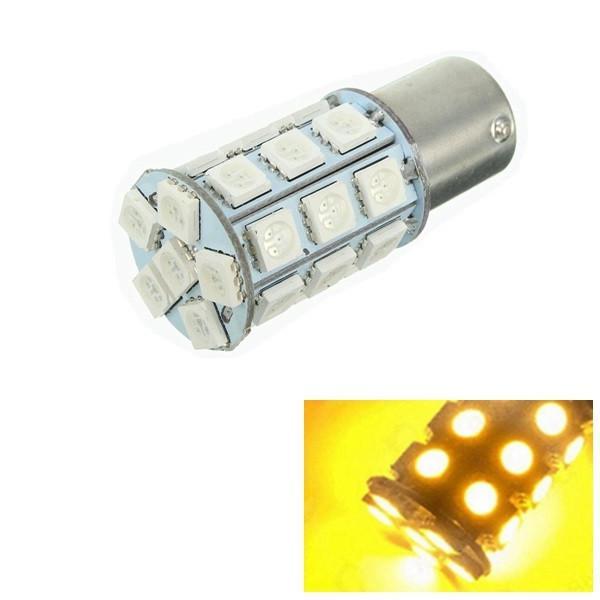 shopping אורות לרכב 1pcs 1156 BAU15s 27SMD LED Car Turn Signal Lights Tail Lamp Reverse Bulb Yellow 12V
