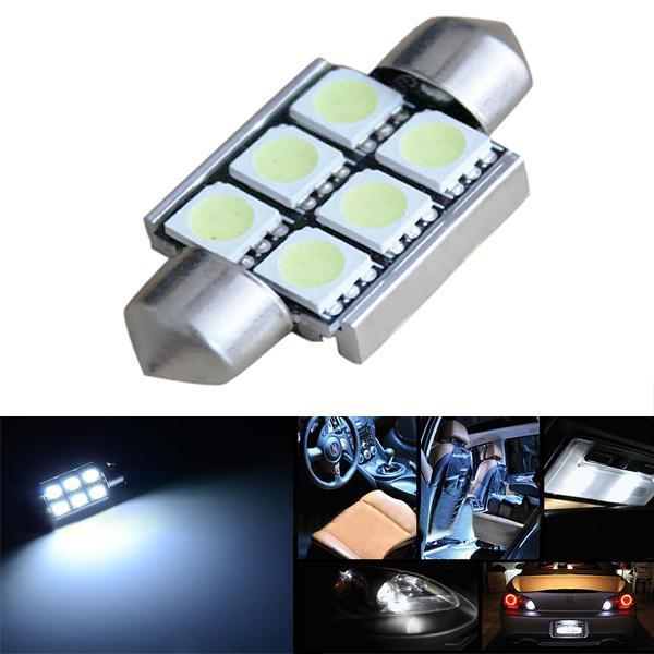 shopping אורות לרכב 36mm Festoon 5050 6SMD Canbus Error Free Car White LED Dome Reading Door Light