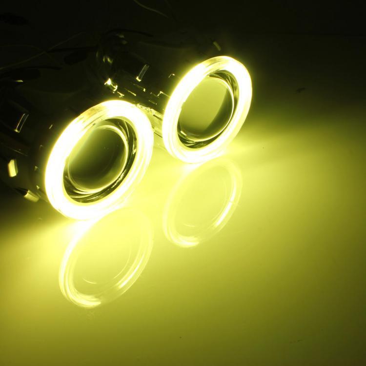 shopping אורות לרכב 2.5 Inch H1/H4/H7 Bi-Xenon HID Projector Headlights Conversion Kit with Lens CCFL Angel Eyes Halo Ring Lights Shroud LHD