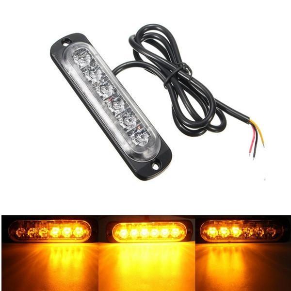 shopping אורות לרכב 18W 6 LED Car Strobe Lights Bar 12V-24V Emergency Warning Flashing Lamp Amber/White/Amber+White