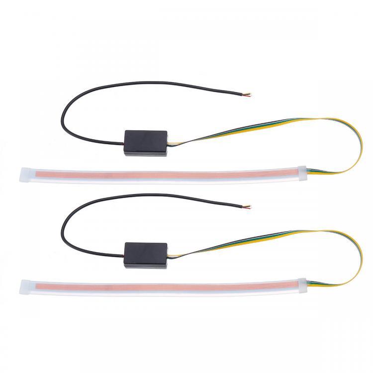 shopping אורות לרכב Ultra Thin Guide Strip White Daytime Running Lights Amber Turn Lamp Switchback Sequential 2Pcs