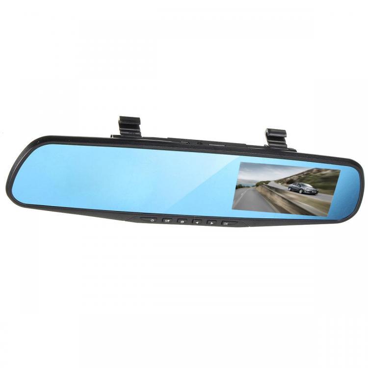 shopping מצלמות לרכב וציוד 4 Inch 1080P HD Dual Lens Car DVR Video Recorder Rear View Mirror Reverse Camera Kit
