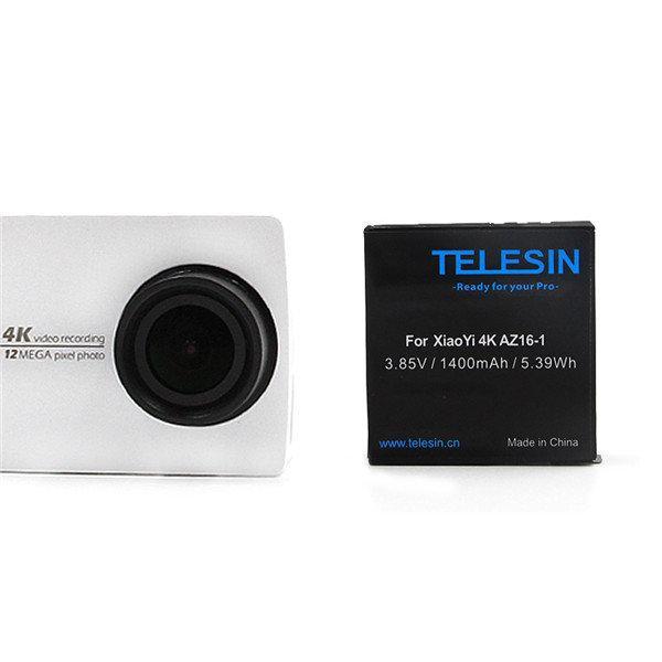 shopping מצלמות לרכב וציוד TELESIN 2pcs 3.85V 1400mAh Li-ion Battery with Dual Charger for Xiaomi Yi 4K Sport Camera