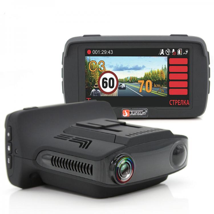 shopping מצלמות לרכב וציוד Junsun L2 Ambarella A7 Car DVR Camera Radar Detector GPS 3 in 1 LDWS Video Recorder Russian Language