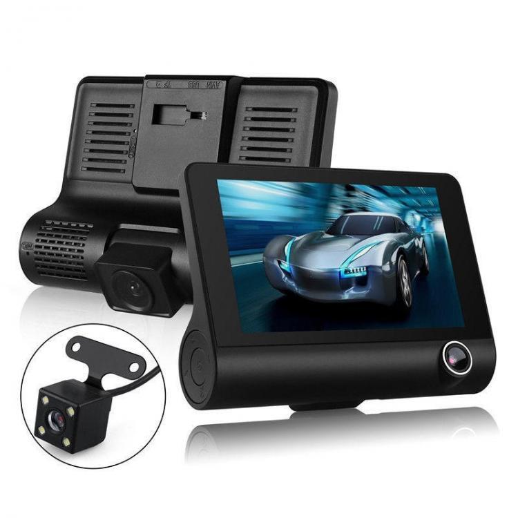 shopping מצלמות לרכב וציוד 4 inch 3 Lens 1080P Night Vision Driving Recorder Inside and Outside the 3 Recorders Car DVR Camera